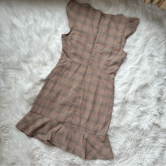 🍓[ Charlie Moss ] Tailored Ruffle Hem Plaid Wiggle Dress - Picture 6 of 16